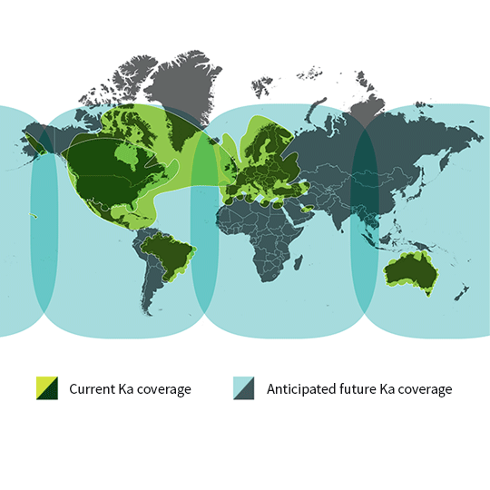 Viasat Ka-band SATCOM current and anticipated future coverage map